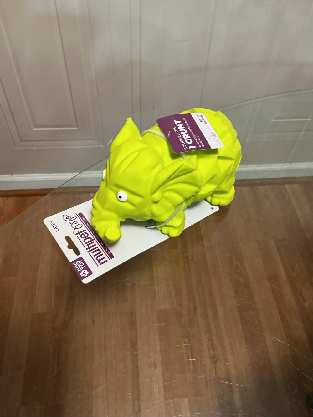 NEW Dog Toy Latex Green Elephant Grunt Noise for Large Pets | Multipet 8”